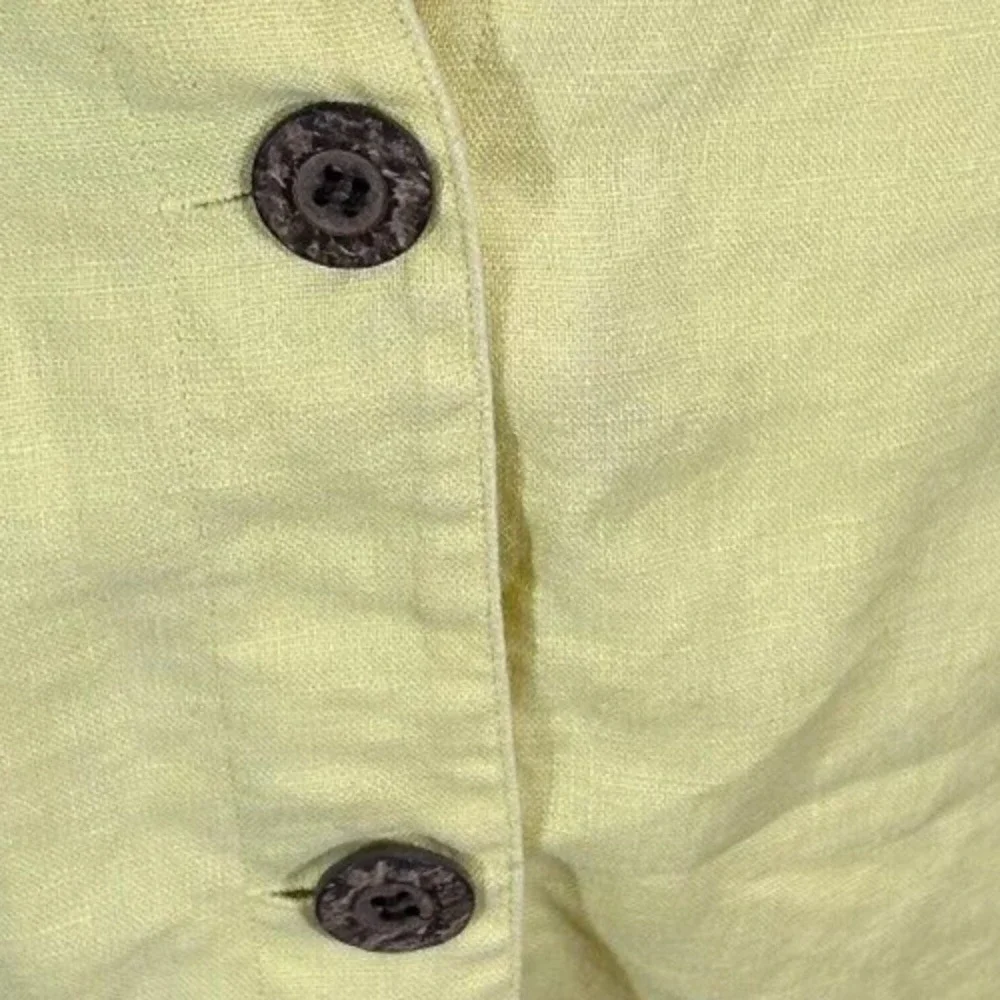 Chicos‎ Jacket Womens 3 XL 16 Yellow 100% Linen Wooden Buttons 3/4 Sleeve Top - Picture 5 of 8